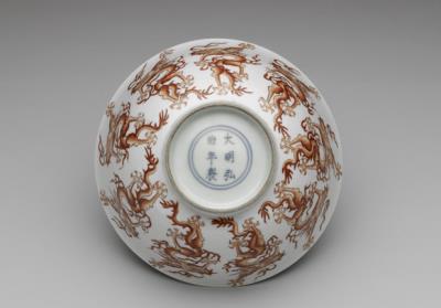 图片[3]-bowl with nine dragons decoration in overglaze red, Ming dynasty, Hongzhi reign (1488-1505)-China Archive